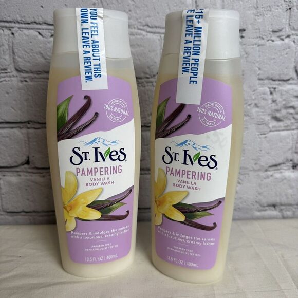 (2)‎ St Ives Pampering Vanilla Body Wash Paraben Free 13.5 Oz Discontinued NOS - Picture 1 of 2